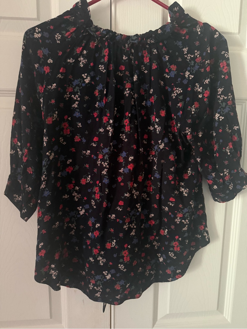 Anthropologie FEI Women’s Black Floral Off-Shoulder Blouse